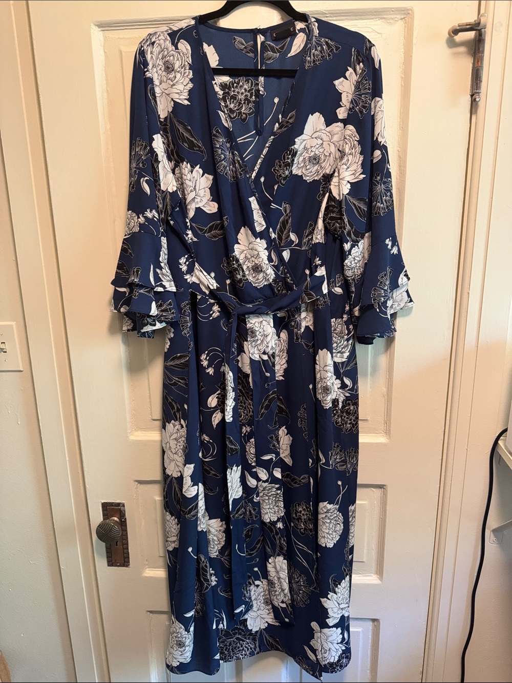City Chic Navy Blue Floral Wrap Dress